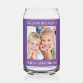 Gepersonaliseerde beste oma ooit foto Paarse Blikvorm Glas (Achterkant)