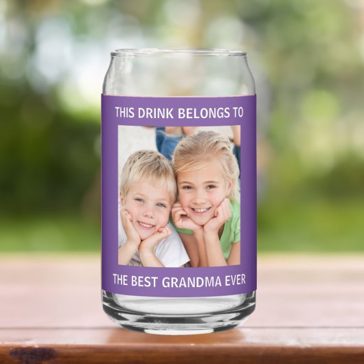 Gepersonaliseerde beste oma ooit foto Paarse Blikvorm Glas