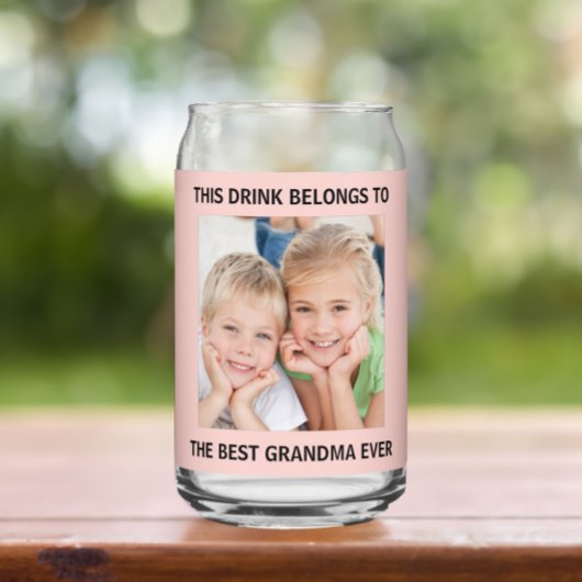Gepersonaliseerde beste oma ooit foto roze blikvorm glas