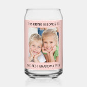 Gepersonaliseerde beste oma ooit foto roze blikvorm glas (Voorkant)