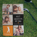 Gepersonaliseerde beste opa door foto-cadeautje op golfhanddoek<br><div class="desc">Verras je golfpro opa met een cadeau voor Vaderdag, kerst of verjaardag dat hij trots kan gebruiken op de golfbaan! Voeg vier (vier) aangepaste afbeeldingen toe aan dit ontwerp, van je telefoon of computer, de zoete woordspeling die 'Beste opa door Par' leest, een schattig klein hart dat kan worden veranderd...</div>