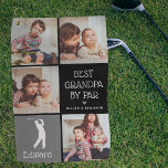 Gepersonaliseerde beste opa door foto-cadeautje op golfhanddoek<br><div class="desc">Verras je golfpro opa met een cadeau voor Vaderdag, kerst of verjaardag dat hij trots kan gebruiken op de golfbaan! Voeg vier (vier) aangepaste afbeeldingen toe aan dit ontwerp, van je telefoon of computer, de zoete woordspeling die 'Beste opa door Par' leest, een schattig klein hart dat kan worden veranderd...</div>