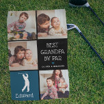 Gepersonaliseerde beste opa door foto-cadeautje op golfhanddoek<br><div class="desc">Verras je golfpro opa met een cadeau voor Vaderdag, kerst of verjaardag dat hij trots kan gebruiken op de golfbaan! Voeg vier (vier) aangepaste afbeeldingen toe aan dit ontwerp, van je telefoon of computer, de zoete woordspeling die 'Beste opa door Par' leest, een schattig klein hart dat kan worden veranderd...</div>