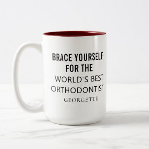 Gepersonaliseerde beste orthodontist tweekleurige koffiemok