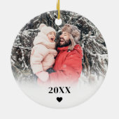 Gepersonaliseerde Beste Papa 2 Foto Kerstmis Keramisch Ornament (Achterkant)