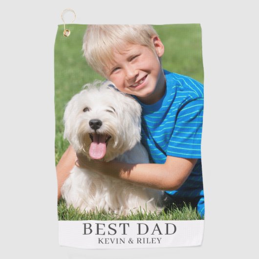 Gepersonaliseerde beste papa foto golfhanddoek (Voorkant)