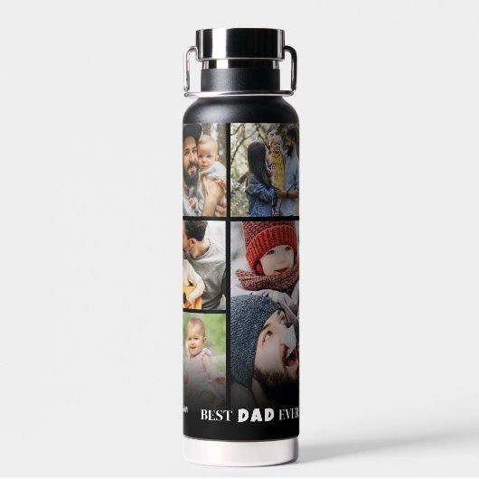 Gepersonaliseerde Beste Papa Fotocollage Vader Waterfles (Achterkant)