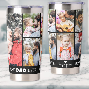 Gepersonaliseerde Beste Papa Ooit 8 Foto Collage V Geïsoleerde Drinkbeker