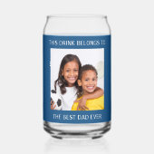 Gepersonaliseerde beste papa ooit foto blauw blikvorm glas (Achterkant)