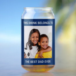Gepersonaliseerde beste papa ooit foto blauw blikvorm glas