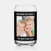 Gepersonaliseerde beste papa ooit foto zwart blikvorm glas (Voorkant)