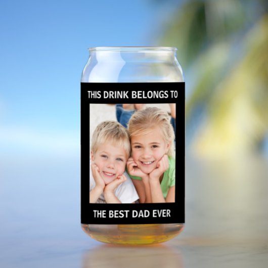 Gepersonaliseerde beste papa ooit foto zwart blikvorm glas