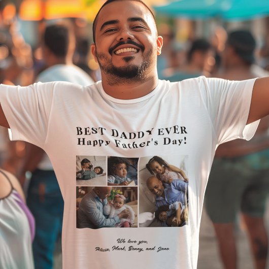 Gepersonaliseerde Beste Papa Ooit fotocollage eenv T-shirt