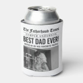 Gepersonaliseerde beste papa ooit krantenfoto blikjeskoeler (Blikje Voorkant)