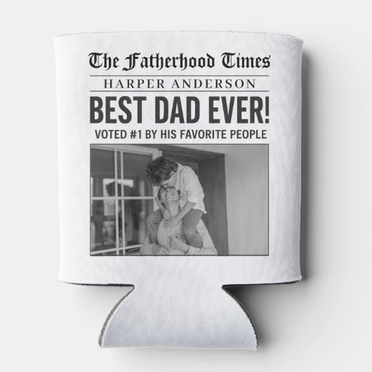 Gepersonaliseerde beste papa ooit krantenfoto blikjeskoeler (Achterkant)
