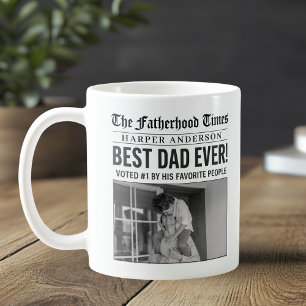 Gepersonaliseerde beste papa ooit krantenfoto koffiemok
