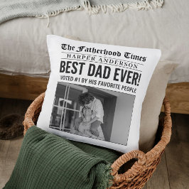 Gepersonaliseerde beste papa ooit krantenfoto kussen