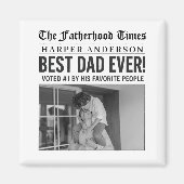 Gepersonaliseerde beste papa ooit krantenfoto magneet (Voorkant)