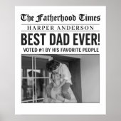 Gepersonaliseerde beste papa ooit krantenfoto poster (Voorkant)