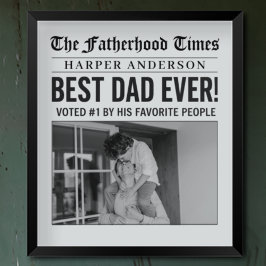 Gepersonaliseerde beste papa ooit krantenfoto poster