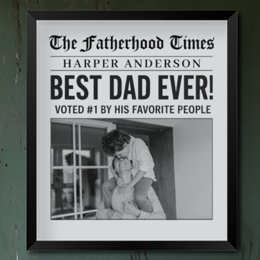 Gepersonaliseerde beste papa ooit krantenfoto poster