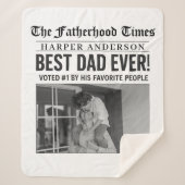 Gepersonaliseerde beste papa ooit krantenfoto sherpa deken (Voorkant)