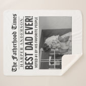 Gepersonaliseerde beste papa ooit krantenfoto sherpa deken (Voorkant (horizontaal))