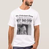 Gepersonaliseerde beste papa ooit krantenfoto t-shirt (Voorkant)