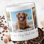 Gepersonaliseerde Beste Papa Ooit Pet Foto Hond Pa Grote Koffiekop<br><div class="desc">Beste hond papa ooit ♡... Verras je favoriete Dog Dad of het nu zijn verjaardag, Vaderdag of kerst is met deze super schattige custom foto jumbo mok. Pas deze koffie-mok aan met uw 3 favoriete foto's van uw hond, wikkel rond het ontwerp, de middenfoto heeft een persoonlijke naam of een...</div>