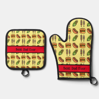 Gepersonaliseerde beste papa ooit Schattige barbec Ovenwant & Pannenlap Set