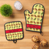 Gepersonaliseerde beste papa ooit Schattige barbec Ovenwant & Pannenlap Set (Top down)