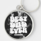 Gepersonaliseerde beste papa ooit zwart stropdas k sleutelhanger (Voorkant)