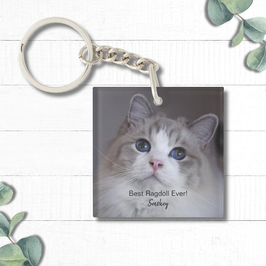 Gepersonaliseerde Beste Ragdoll Kat Ooit Pet Foto Sleutelhanger