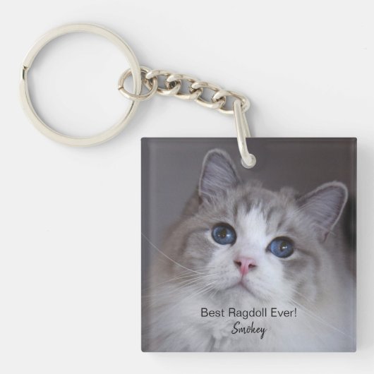 Gepersonaliseerde Beste Ragdoll Kat Ooit Pet Foto Sleutelhanger (voorkant)