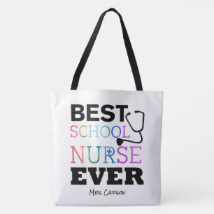 Gepersonaliseerde beste schoolverpleegster ooit tote bag