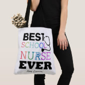 Gepersonaliseerde beste schoolverpleegster ooit tote bag (Dichtbij)