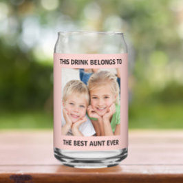 Gepersonaliseerde beste tante ooit foto roze blikvorm glas