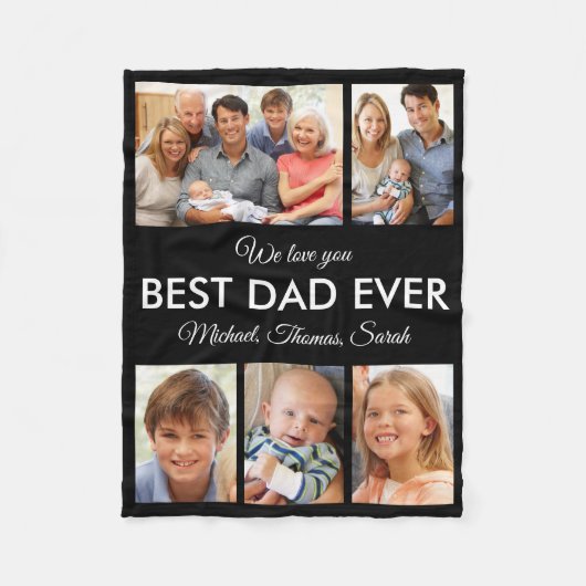 Gepersonaliseerde Beste Vader Ooit Fotocollage Vad Fleece Deken (Voorkant)