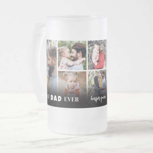 Gepersonaliseerde Beste Vader Ooit Fotocollage Vad Matglas Bierpul (Voorkant links)