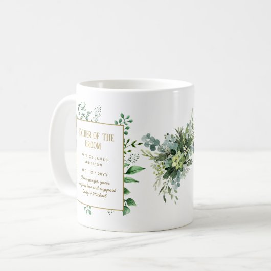 Gepersonaliseerde beste vader van Groom Groomsman Koffiemok (Voorkant links)