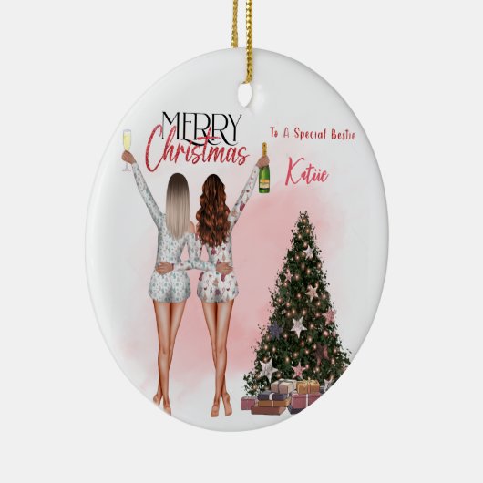 Gepersonaliseerde Beste Vriend Bestie Kerstmis Orn Keramisch Ornament (Rechts)