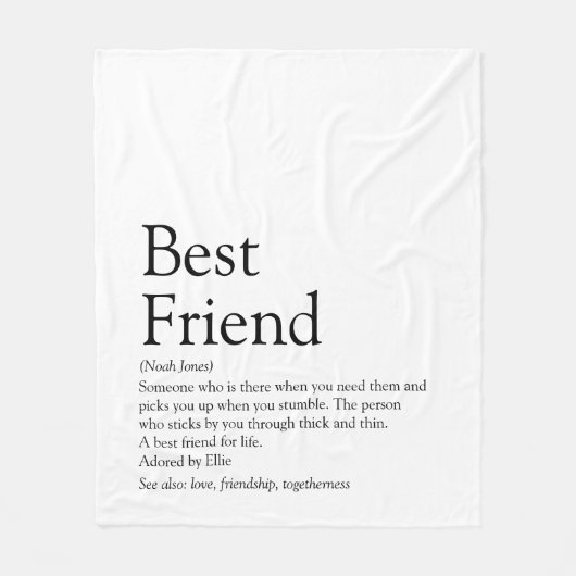 Gepersonaliseerde Beste Vriend Definitie Modern Pl Fleece Deken (Voorkant)