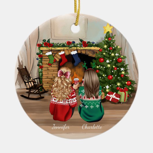 Gepersonaliseerde beste vriend kerst cadeau ideeën keramisch ornament (Voorkant)