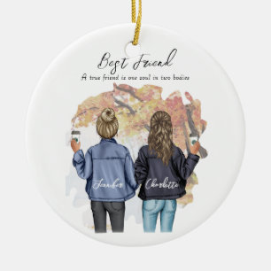 Gepersonaliseerde beste vriend portret - Autumn Pl Keramisch Ornament