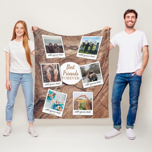 Gepersonaliseerde beste vrienden 6 Foto Aangepast  Fleece Deken (In situ)
