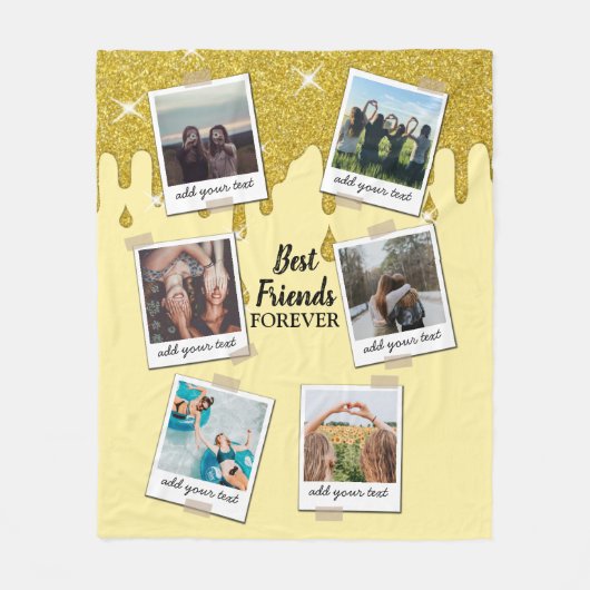 Gepersonaliseerde beste vrienden 6 Foto Aangepast  Fleece Deken (Voorkant)