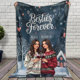 Gepersonaliseerde beste vrienden Christmas Besties Fleece Deken
