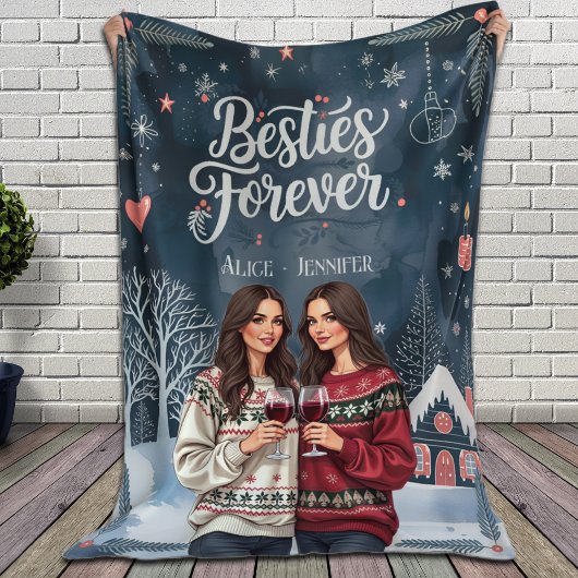 Gepersonaliseerde beste vrienden Christmas Besties Fleece Deken