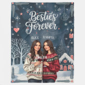Gepersonaliseerde beste vrienden Christmas Besties Fleece Deken (Voorkant)