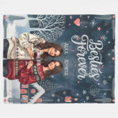 Gepersonaliseerde beste vrienden Christmas Besties Fleece Deken (Voorkant (Horizontaal))